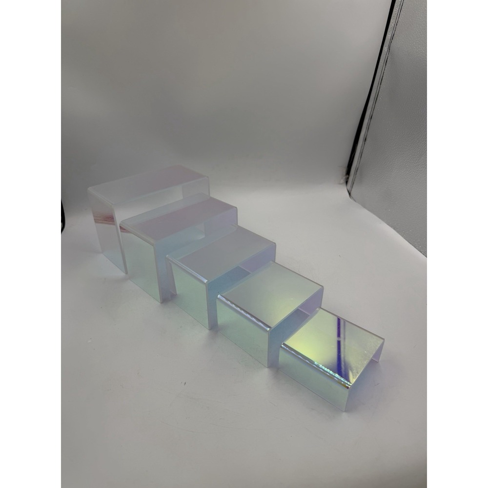 5pcs Iridescent Acrylic Display Risers Rainbow Display Stand Set
